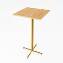 Ver imagem 1 de Mesa Alta Bistrô Quadrada 100x50cm Dourada Tampo Pinus Industrial Don Castro Decor Industrial Premiu