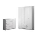 Ver imagem 4 de Conjunto Quarto Bebê Helena 100% MDF Roupeiro 4 Pts 2 Gav Cômoda 1 Pt 4 Gav Infantil Branco Phoenix