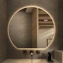 Ver imagem 1 de Espelho 90x60 Cm Meia Lua Lapidado com Led 3000k P/ Sala Led Quente 3.000k