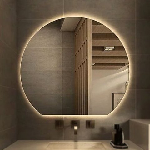 Espelho 90x60 cm Meia Lua Lapidado com LED 3000k p/ Sala LED Quente 3.000k