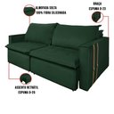 Ver imagem 4 de Sofá Retrátil Reclinável 2 Lugares 180 cm México Veludo Verde K01 - D'Rossi