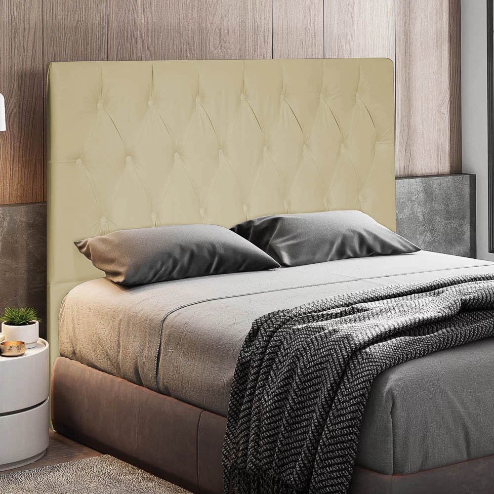 Cabeceira Topázio Para Cama Box King 195 cm Corino Bege - D'Rossi - 2