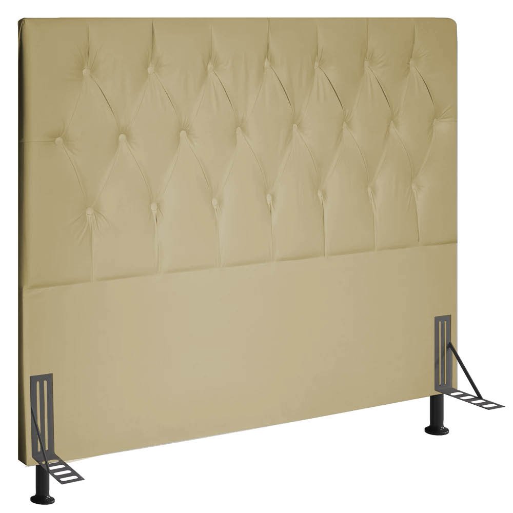 Cabeceira Topázio Para Cama Box King 195 cm Corino Bege - D'Rossi - 1