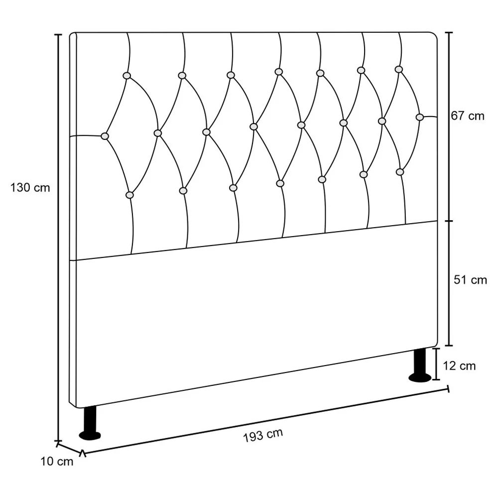 Cabeceira Topázio Para Cama Box King 195 cm Corino Bege - D'Rossi - 3