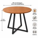Ver imagem 4 de Mesa de Jantar Redonda 90cm em Madeira Freijó e Pé de Ferro 5 Lugares