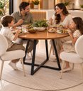 Ver imagem 2 de Mesa de Jantar Redonda 90cm em Madeira Freijó e Pé de Ferro 5 Lugares