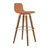 Kit 3 Banquetas Altas Luxo Versatil Aço Champanhe Linho Terracota Base Carvalho - 3