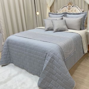 Cobre Leito King Picasso Dupla Face com Almofadas e Xale 10 Peças - Prata Decorativa