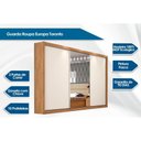 Ver imagem 2 de Guarda Roupa Casal 3 Portas de Correr e 6 Gavetas C/ 1 Espelho Toronto Amêndoa/off White - Europa