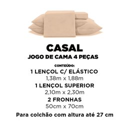 Jogo de Cama Casal 4 Peças Jolitex Ternille 300 Fios - Toque de Seda - Bege - 6