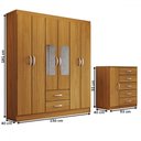 Ver imagem 4 de Guarda-roupa Casal Claire 6 Portas 2 Gavetas e Espelho com Cômoda 1 Porta 5 Gavetas Cinamomo - Panor