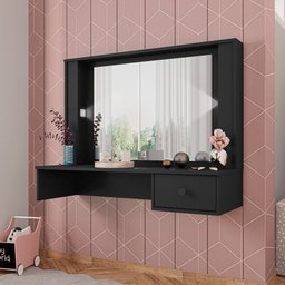 Penteadeira Camarim Suspensa 1 Gaveta Portal I03 Preto - Mpozenato - 2