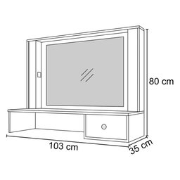 Penteadeira Camarim Suspensa 1 Gaveta Portal I03 Preto - Mpozenato - 4