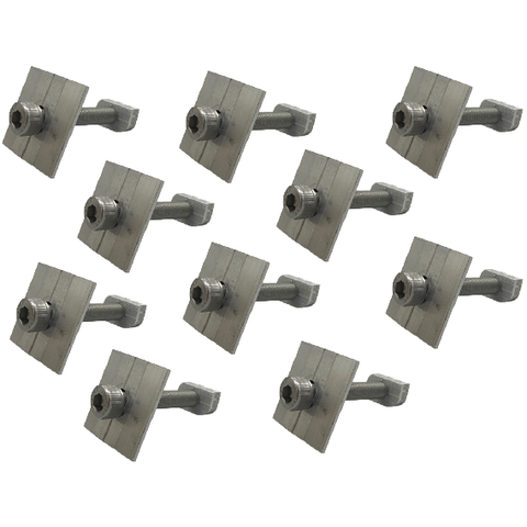 Kit 10 Unidades de Fixador Intermediário para Painel Solar Grampo Aluminio e Parafuso Allen Marte