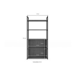 Estante para Livros Estilo Industrial Li041 Kappesberg Cor Freijó/preto Fosco - 3