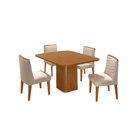 Ver imagem 2 de Mesa de Jantar Eloise 90cm Tampo Mdf Laminado Canto Copo com 4 Cadeiras Eloise Moderna Mobília