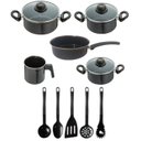 Ver imagem 1 de Jogo Panelas 10 Peças Aço Vítreo Preto Cerâmica Indução Jjb