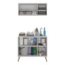 Ver imagem 4 de Conjunto Lavanderia Retrô Multiuso Armário Aéreo e Balcão 3 Portas Multimóveis Mp5050 Branco/