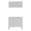 Ver imagem 5 de Conjunto Lavanderia Retrô Multiuso Armário Aéreo e Balcão 3 Portas Multimóveis Mp5050 Branco/