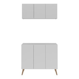 Conjunto Lavanderia Retrô Multiuso Armário Aéreo e Balcão 3 Portas Multimóveis Mp5050 Branco/ - 5