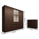 Ver imagem 4 de Quarto Completo Casal Honey 5 Portas 10 Gavetas com Espelho Ébano - Panorama Móveis