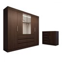 Ver imagem 3 de Quarto Completo Casal Honey 5 Portas 10 Gavetas com Espelho Ébano - Panorama Móveis