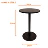 Mesa Lateral de Apoio Preta em Mdf Redonda Monopé para Sala Quarto Decoração 34cm - 2