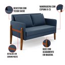 Ver imagem 6 de Namoradeira 2 Lugares Lana Suede Base de Madeira - D’Rossi Azul Marinho