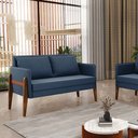 Ver imagem 2 de Namoradeira 2 Lugares Lana Suede Base de Madeira - D'Rossi DRossi Azul Marinho