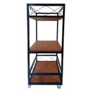 Ver imagem 4 de Carrinho Aparador Auxiliar Estilo Industrial de Ferro e Madeira com 3 Prateleiras e 4 Rodízios