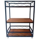 Ver imagem 3 de Carrinho Aparador Auxiliar Estilo Industrial de Ferro e Madeira com 3 Prateleiras e 4 Rodízios
