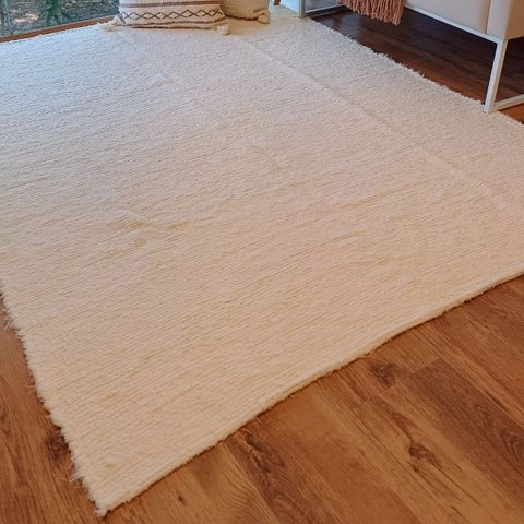 Tapete Artesanal Básico Sala Peludo Algodão Cru 200 X 300 sem Franja