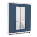 Ver imagem 2 de Roupeiro Solteiro Madri 4 Portas com Espelho 161x214cm Azul/Branco 250828