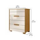 Ver imagem 3 de Cômoda com 4 Gavetas 86x103cm Dhara Moval Cor:freijó/off White