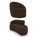 Ver imagem 1 de Sofá 2 Lugares Orgânico 140cm Morgan e Poltrona Lua Suede Marrom D03 - D'Rossi