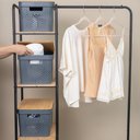 Ver imagem 7 de Kit 3 caixas organizadoras multiuso empilhável com tampa de bambu poá 18L cinza - Oikos