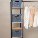 Ver imagem 5 de Kit 3 caixas organizadoras multiuso empilhável com tampa de bambu poá 18L cinza - Oikos