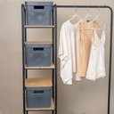 Ver imagem 6 de Kit 3 caixas organizadoras multiuso empilhável com tampa de bambu poá 18L cinza - Oikos