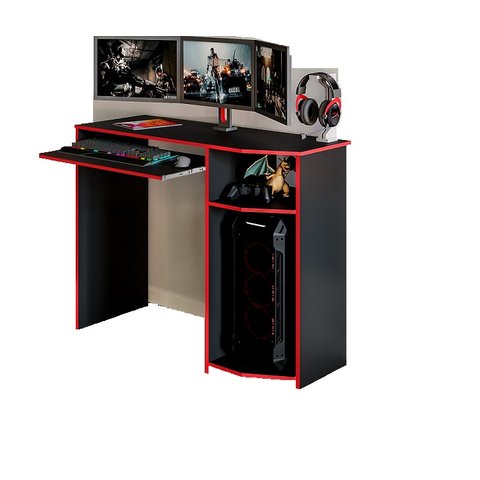 Mesa Gamer Escrivaninha Office Nicho e Suporte Gabinete Cpu Gamer:preto/vermelho