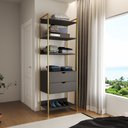Ver imagem 1 de Modulo Closet Industrial com Gaveta Ferro Dourado Preto