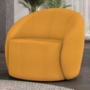 Ver imagem 1 de Poltrona Sala Decorativa Redonda 91cm Steve Boucle Mostarda I01 - Mpozenato
