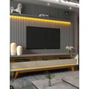 Ver imagem 2 de Conjunto Painel Ripado Tv até 75 e Rack Pés Madeira Duque Cor:cinza