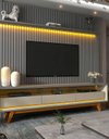 Ver imagem 2 de Conjunto Painel Ripado Tv até 75 e Rack Pés Madeira Duque Cor:cinza