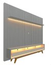 Ver imagem 1 de Conjunto Painel Ripado Tv até 75 e Rack Pés Madeira Duque Cor:cinza