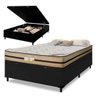 Cama Box com Baú Casal Preto + Colchão de Molas Ensacadas - Atlanta - Apolospuma Premium - 138x188x6 - 3