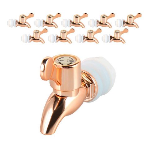 Kit 10 Torneiras para Suqueira Dispenser Plástico Rosé Gold Luxo Filtro com Vedação