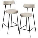Ver imagem 1 de Kit 02 Banquetas Baixa para Cozinha Sala de Jantar Bar Bancada Milão L02 Linho Palha - lyam decor 