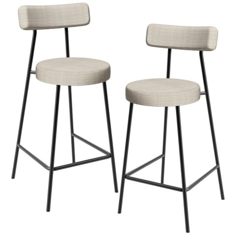 Kit 02 Banquetas Baixa para Cozinha Sala de Jantar Bar Bancada Milão L02 Linho Palha - lyam decor 