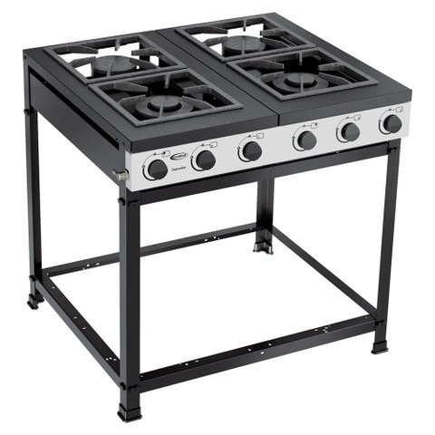 Fogão Imperador Semi Industrial 4 Queimadores sem Forno com Grelha Dupla 30 x 30 cm Clarice