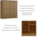 Ver imagem 3 de Guarda Roupa 4p 2g Madeira Maciça 176 Cm 9105 Freijo Milani Store